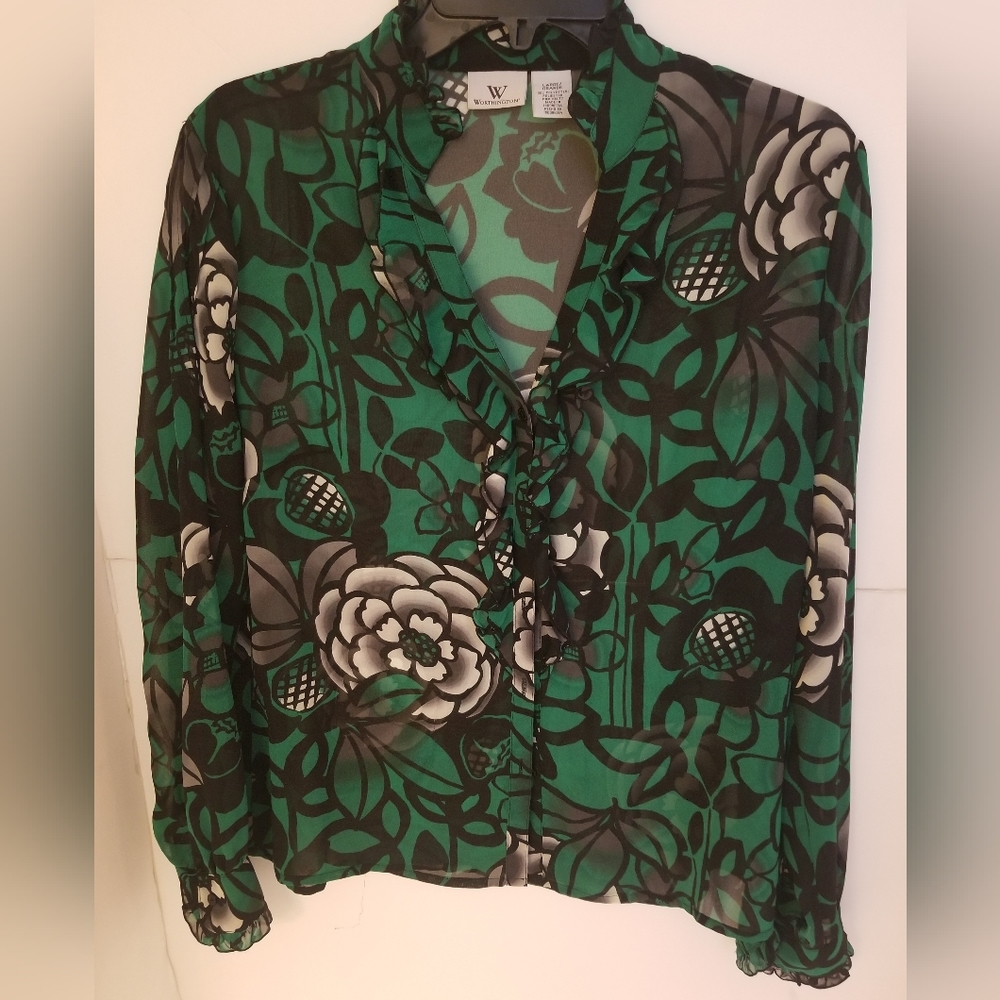 NWOT Worthington Sheer Blouse Large